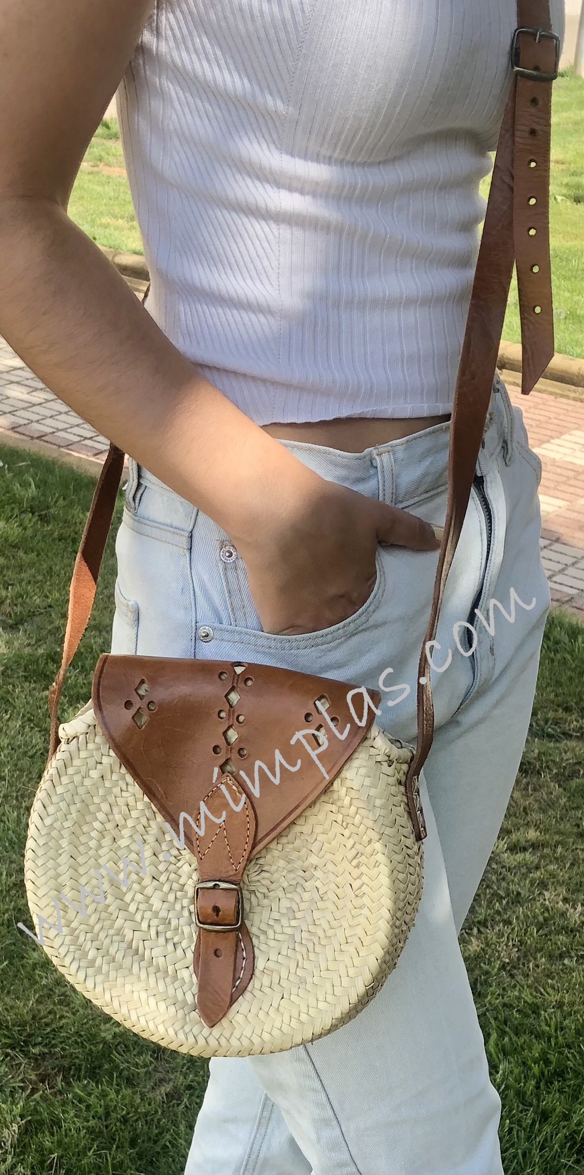 Bolsos de mimbre redondos cheap